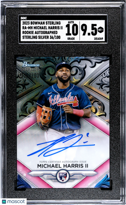 2023 Bowman  Michael Harris II #RA-MH RK. Auto Silver Refractor SGC 9.5 Auto 10