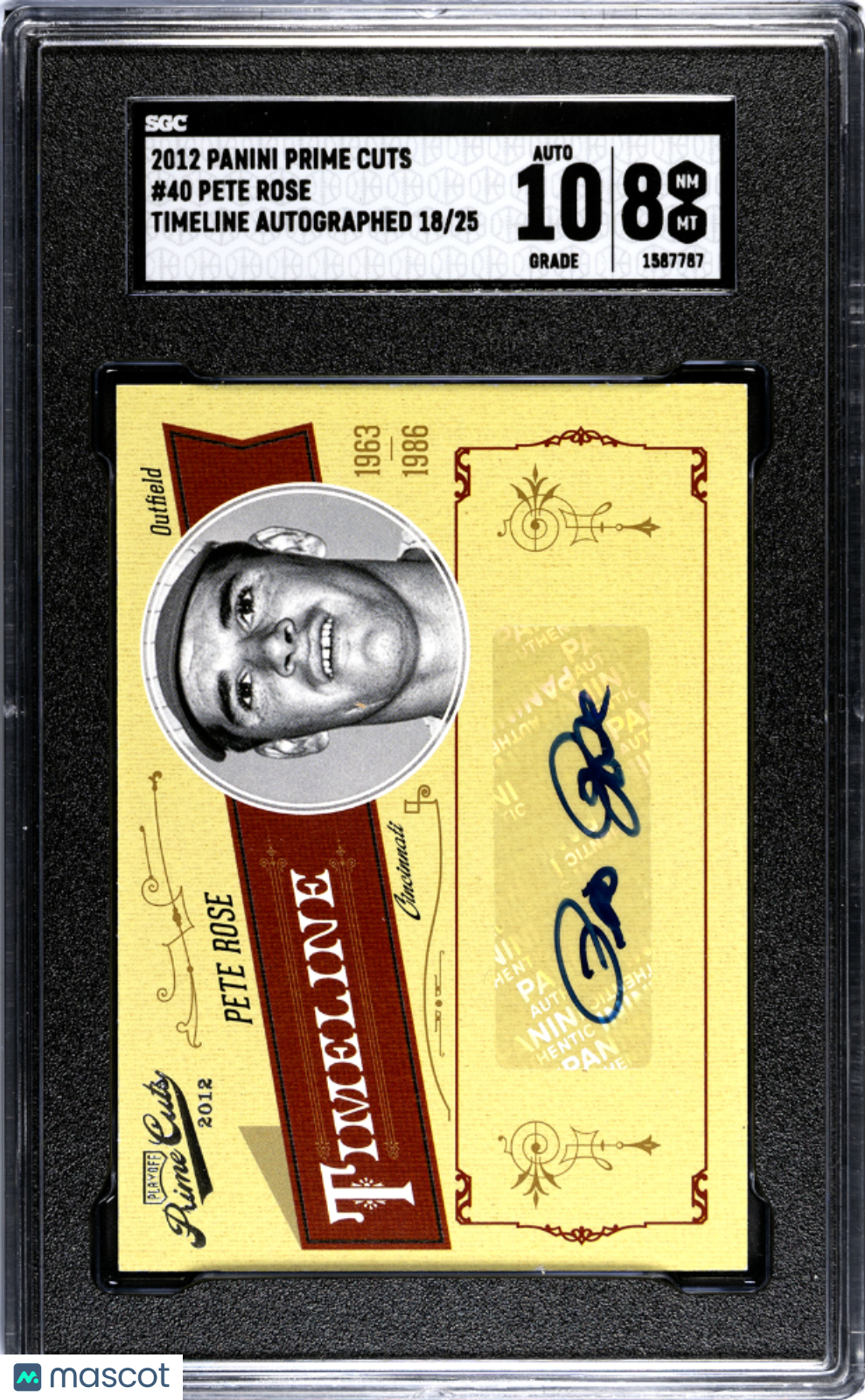2012 Panini Prime Cuts Pete Rose #40 Timeline Autograph SGC 8 Auto 10