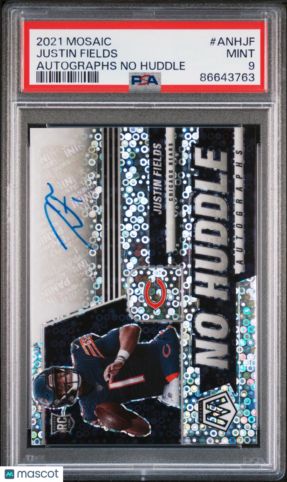 2021 Panini Mosaic Autographs No Huddle Justin Fields #ANHJF PSA 9