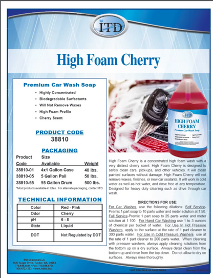 High Foam Cherry – Car Wash Soap Gallon