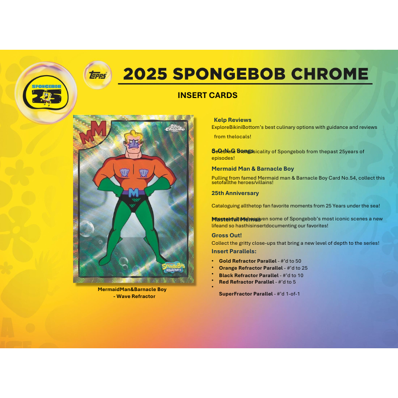 2025 Topps Chrome Spongebob 25th Anniversary Hobby 12 Box Case