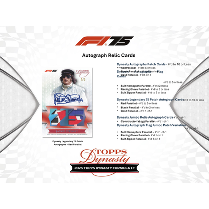 2025 Topps Dynasty Formula 1 Hobby 5 Box Case