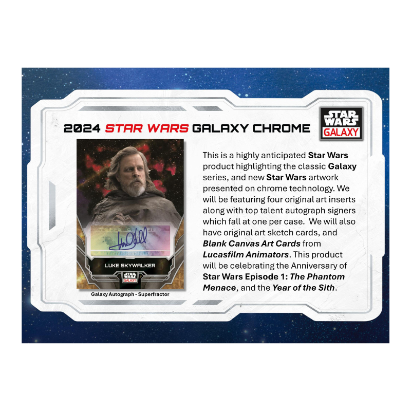 2024 Topps Star Wars Chrome Galaxy Hobby 12 Box Case