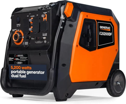 Generac iQ5200 DF 3900 Watt Electric Start Dual Fuel Inverter Generator